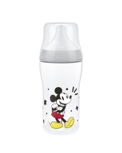 NUK Disney Mickey Mouse Perfect Match Babyflasche, Passt sich Babys natürlichem Trinkverhalten an, Anti-Kolik, 260ml, ab 3+ Monate